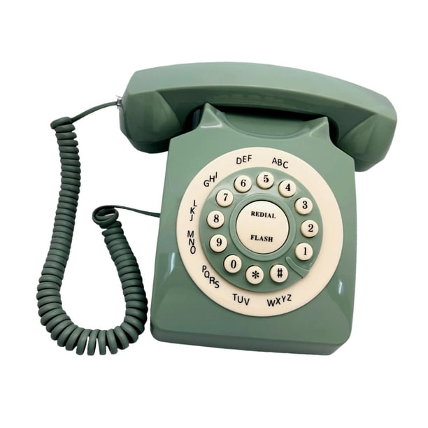 Teléfono Fijo Con Cable Teléfono Fijo Con Pulsador Para Escritorio Interior Decorativo Verde