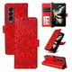 thumbnail image 1 of Funda tipo cartera FOXDOCK para Samsung Galaxy Z Fold 4 , diseño girasol en relieve, cuero PU, cierre magnético, soporte y tarjetero, 1 of 5