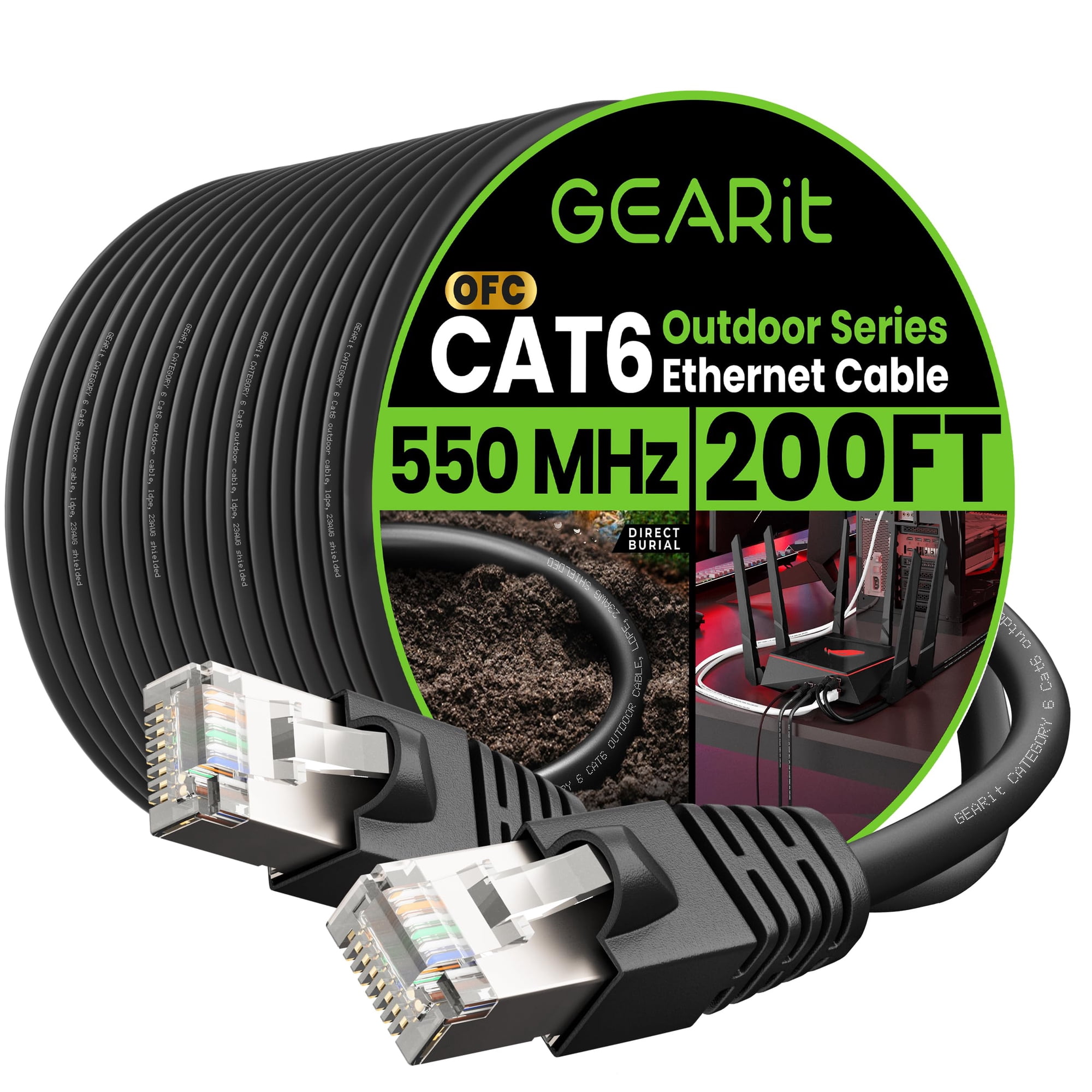 Cable Ethernet Gearit Cat6 Outdoor, 200 Pies, 23 Awg, Cobre Puro