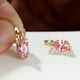 thumbnail image 2 of 18K Gold Plated Blue Sapphire Stud Earrings - Trendy Women's Anniversary Jewelry with Oval Cut White Blue Red Pink Stones, 2 of 4