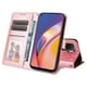 thumbnail image 5 of Funda tipo cartera FOXDOCK para OPPO Reno 5 Lite , diseño girasol en relieve, cuero PU, cierre magnético, soporte y tarjetero, 5 of 5