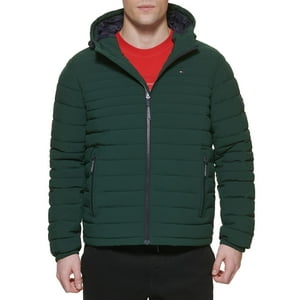 Chaqueta Tommy Hilfiger De Poliéster Elástico Con Capucha, Plegable, Para Hombre, Verde
