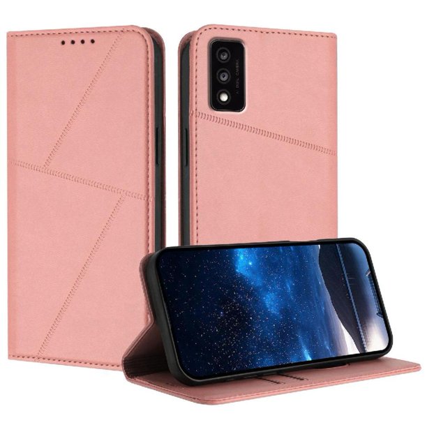 Funda Cartera Magnética para TCL 30T Protección Antichoque con Ranuras Rosa