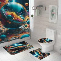 Casadeliacl - Alfombrillas De Baño T.F.I Diseño Varios 180X180 Cm Amarillo Y Azul Planeta