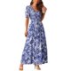 thumbnail image 4 of INSPIRE CHIC Vestido Maxi de Rayón Floral para Mujer con Cuello en V, Mangas Volantes, Volantes en Capas y Bolsillos Azul Marino Talla L, 4 of 5