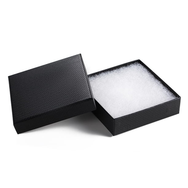 GEFTOL Cajas de Regalo para Joyería 20 unidades 3,5 x 3,5 x 1 pulgadas (9 x 9 x 2,5 cm) de cartón negro, pequeñas, para pendientes, collares y pulseras artesanales (Negro)