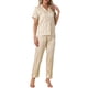 thumbnail image 2 of INSPIRE CHIC Conjunto de pijama de satén para mujer con botones, manga corta y pantalones largos, conjunto de ropa de dormir a rayas sólidas XS Champán, 2 of 6