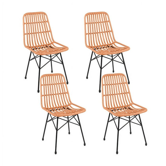 Pack de 4 Sillas de Comedor Terraza Rattan Grecia Color Madera