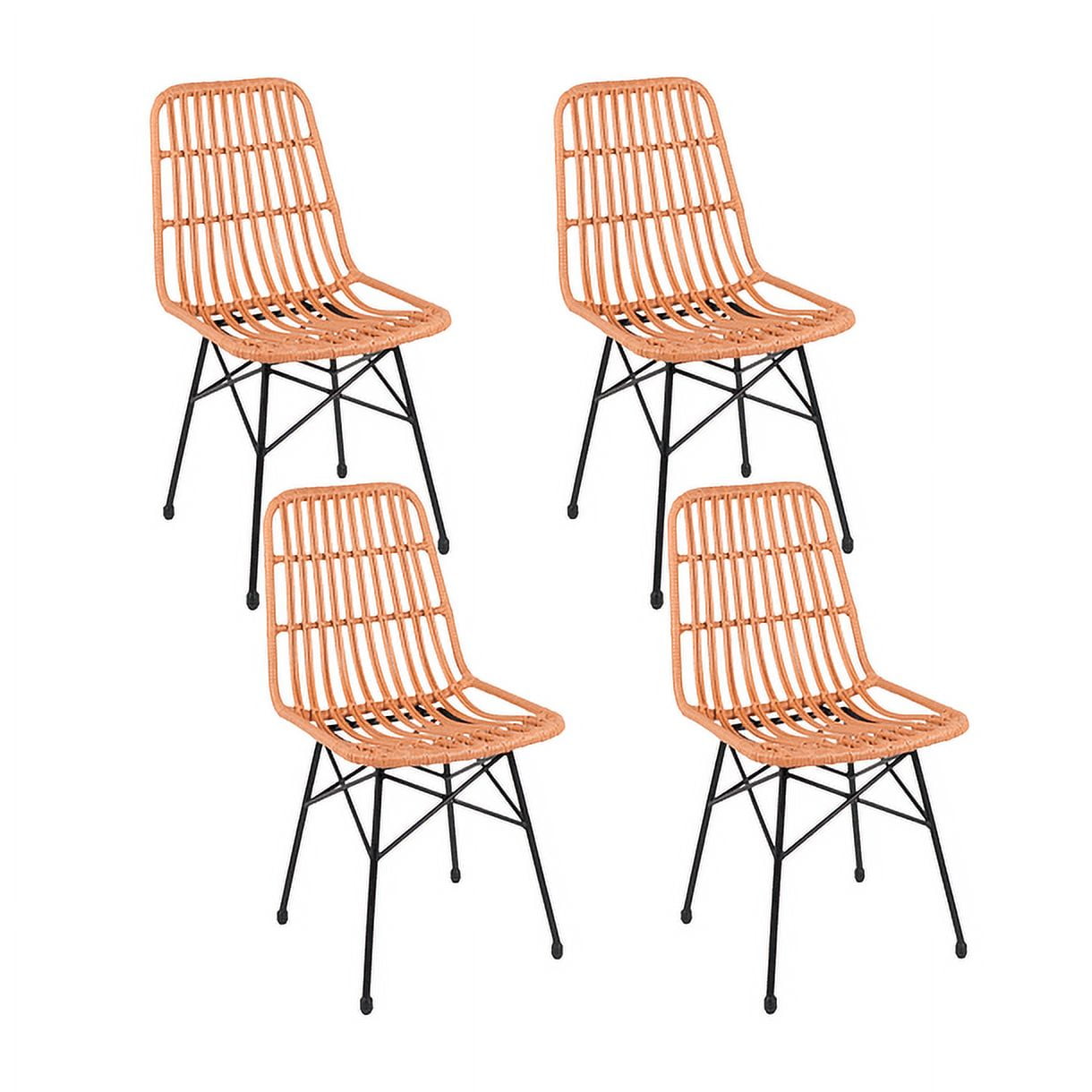 Klik Muebles - Pack De 4 Sillas De Comedor Terraza Rattan Grecia Color Madera