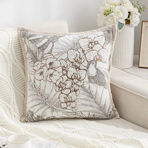 Todo Hogar Santiago De Chile - Cojín Chenille Retro Beige - Diseño C