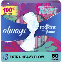 Almohadillas Sanitarias Always Radiant Teen Tamaño 3 Extra Pesadas X60