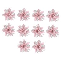 Magideal - 10 Piezas Flor Navidad Artificial Decoración Poinsettia Navideña Adorno Brillante Fiesta Arreglo Floral Reutilizable Pp Adecuado Para Restaurante Boda Rosa