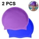thumbnail image 2 of Gorro de natación para cabello largo - Gorros de natación de silicona para niñas, niños y adultos (paquete de 2), 2 of 8