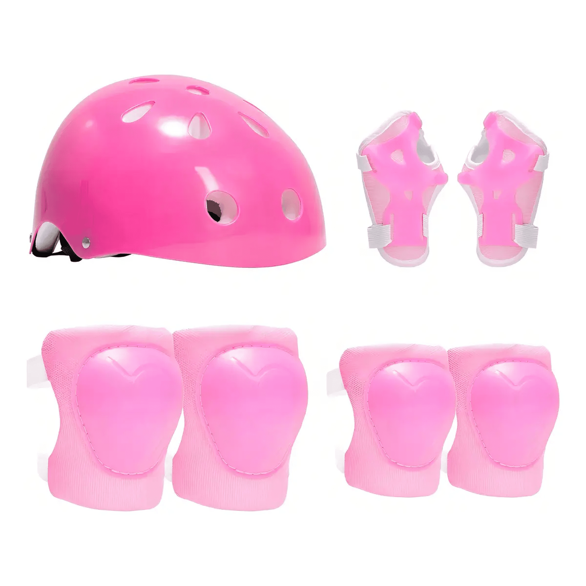 casco Bicicleta Belug Set Niñas Casco Rodillera+codera+muñequeras Color Rosa Talla S