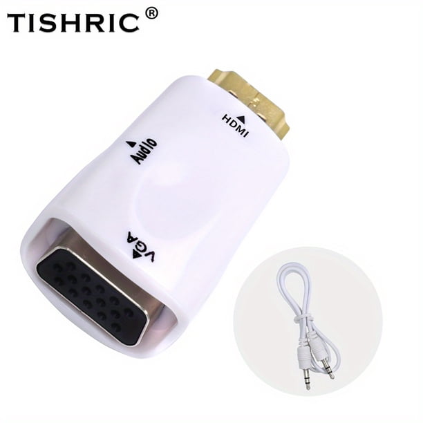 TISHRIC HDMI-compatible To VGA Cable With Audio Converter Male To Famale Converter Adapter 3.5 Mm Jack Audio HD 1080P For PC Laptop Tablet