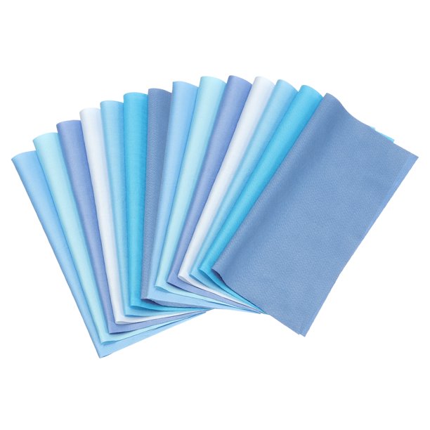 Uxcell 14 Pcs 8" x 8" Paquetes de Tela de Algodón Sólido Pre-cortado Cuadrado de Tela para Coser Patchwork Azul