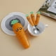 thumbnail image 3 of 1pc/1set Creative Cartoon Carrot Tableware, Children's Fork Spoon With Handle, Portable Children's Tableware, For Toddlers Kids, 3 of 3