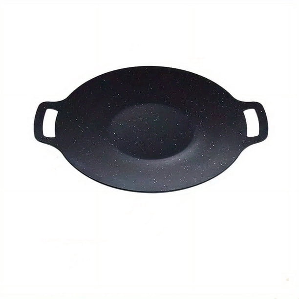 1pc Carbon Steel Iron Baking Pan, Outdoor Leisure Camping Frying Pan, Barbecue BBQ Non-stick Frying Pan