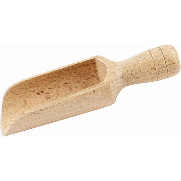 Cuchara de madera BICB de madera de haya natural de 14 cm para harina y sal de baño