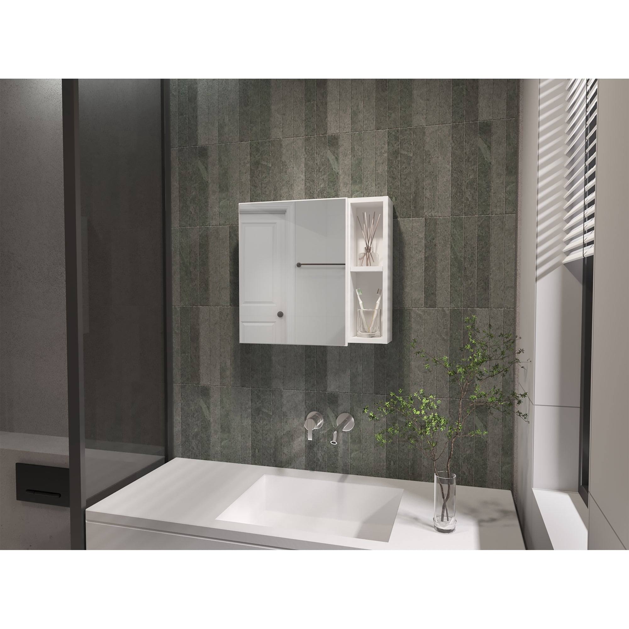 Tuhome - Botiquin Para Baño Omari Con Espejo 47.3x50x12.2 Cm Blanco