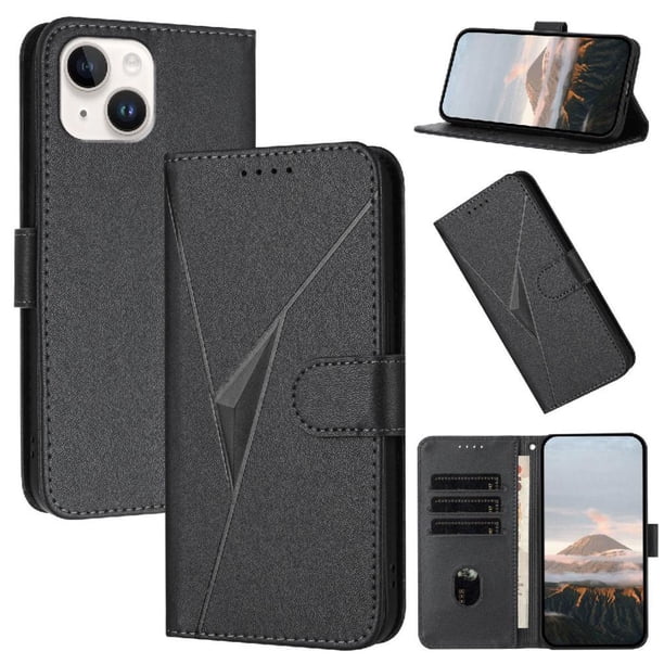 Funda Cartera Fibra de Carbono para iPhone 14 con Soporte y Cierre Magnético Negro