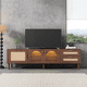 thumbnail image 2 of 70 inch TV Stand for TVs up to 80", Entertainment Center with App Controlled LED Lights, 2 Drawers & Glass Door Storage, Modern Media Console for Living Room, 2 of 3
