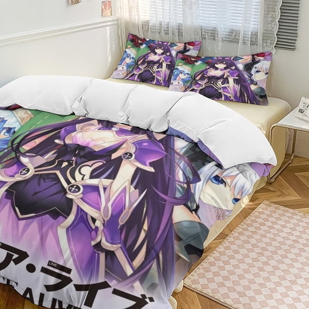 DATE A LIVE Anime Home Bed 3-piece Set Classic Japanese Anime Polyester Wash Student Dormitory Set