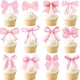 thumbnail image 1 of Cupcake Toppers Coquette Bow, papel rosa, 48 unidades, para fiestas, 1 of 7