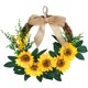 thumbnail image 1 of Corona de girasol artificial decorativa, mini corona de girasol para puerta de entrada con lazo y hojas verdes para decoración de boda, hogar o puerta de entrada., 1 of 8