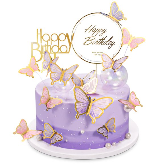 Decoraciones para tartas LANGPA Butterfly con adornos acrílicos x22