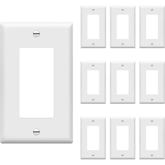 ENERLITES Placa de pared blanca de 1 módulo para interruptor o tomacorriente decorativo