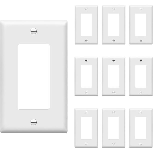 ENERLITES Placa de pared blanca de 1 módulo para interruptor o tomacorriente decorativo