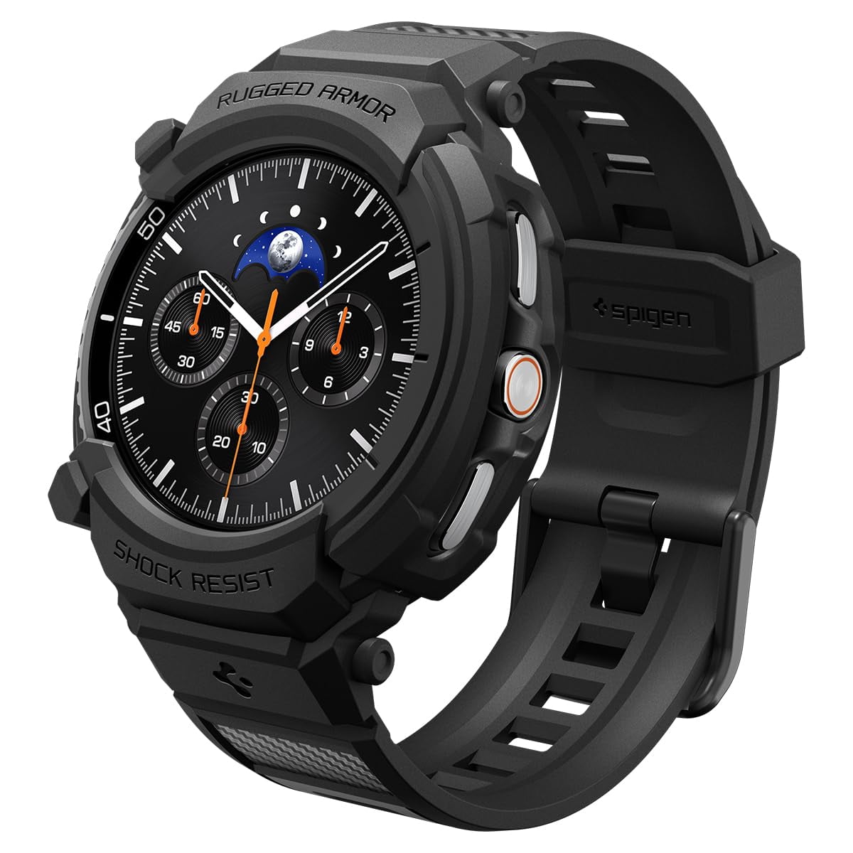 Spigen Rugged Armor Pro - Funda Protectora De Tpu Con Correa Para Samsung Galaxy Watch 8 Classic De 46 Mm (2025), Color Negro Mate
