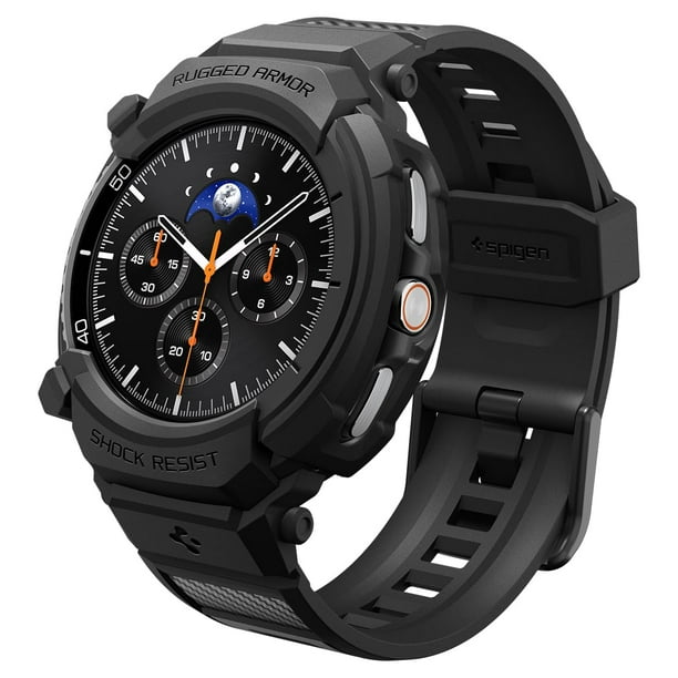Spigen Rugged Armor Pro - Funda protectora de TPU con correa para Samsung Galaxy Watch 8 Classic de 46 mm (2025), color negro mate