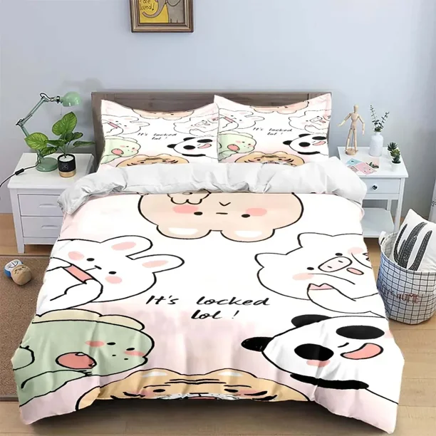 v2850 Bed Sheets Exquisite Cartoon B-bubu Wallpaper Anime Digital Printing Bedding Set Duvet Cover Comforter Bed Youth Kids Girl Boys Gift 3-Piece Bedding Set (1 Duvet Cover + 2 Pillow Shams) Bed S
