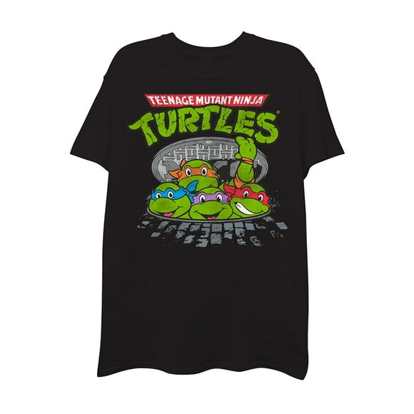 Camiseta Teenage Mutant Ninja Turtles Sewer Group para hombre, negra, talla S