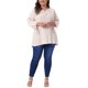 thumbnail image 2 of Agnes Orinda Blusa de Mujer Talla Grande para el Día de San Valentín con Mangas 3/4, Cuello con Lazo, Diseño Hueco, Estilo Campesino para Primavera y Otoño, Talla 2X, Beige, 2 of 5