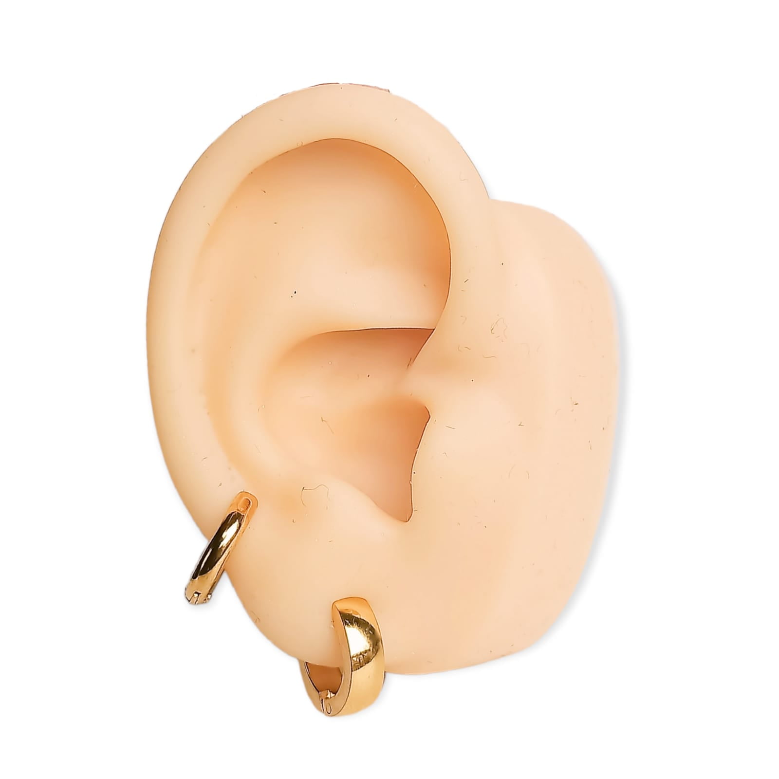 Elbauldejuma - Pack Aros 2 Par De Argollas Lisa Piercing Chapada En Oro 18k
