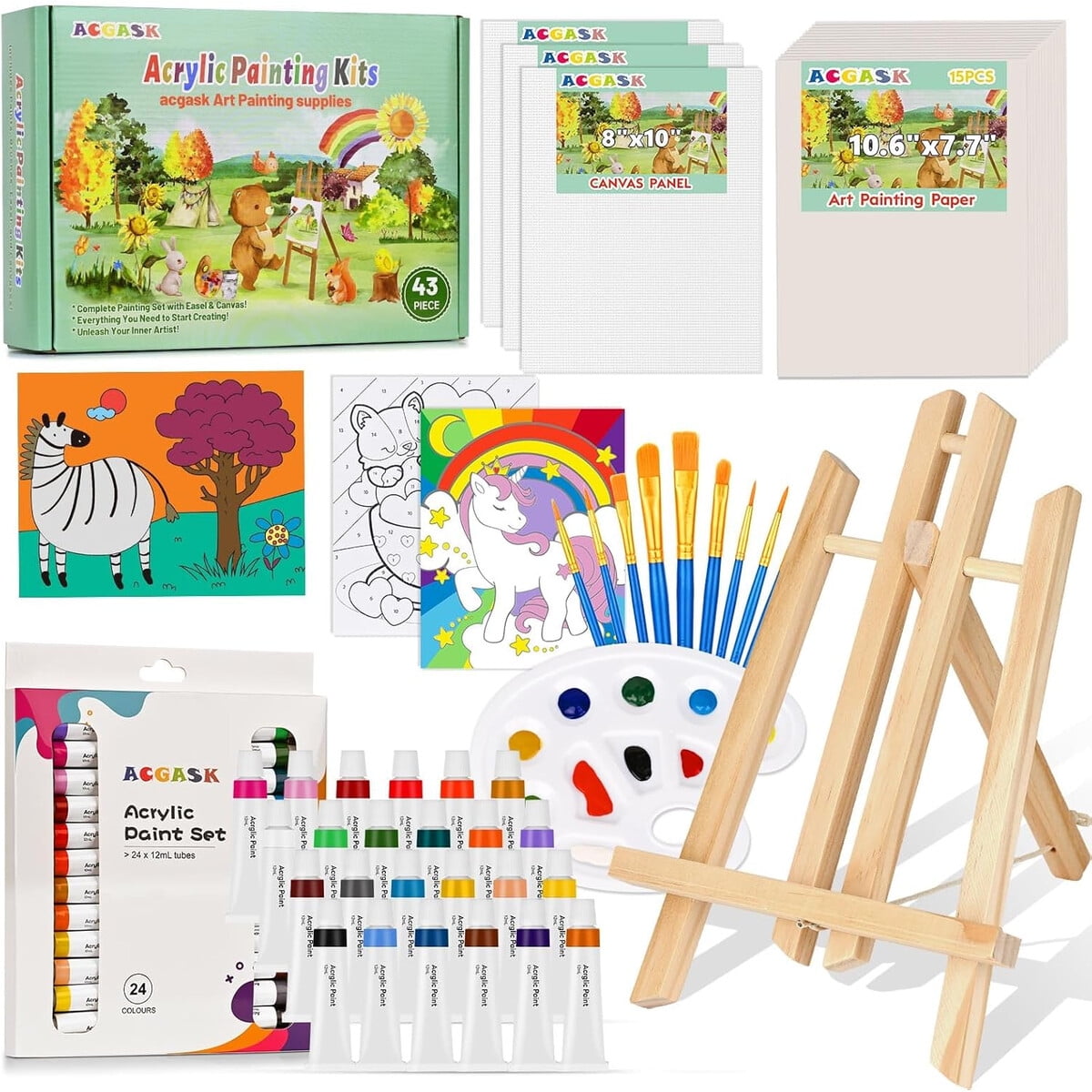 Set Pintura Acrílica Acgask 43 Piezas Niños No Tóxico