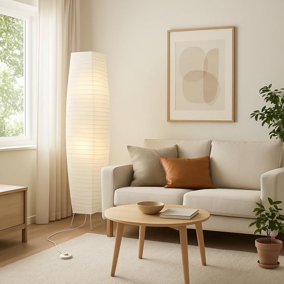 Lámpara de pie moderna LIGHTACCENTS de 127 cm con pantalla de papel de arroz