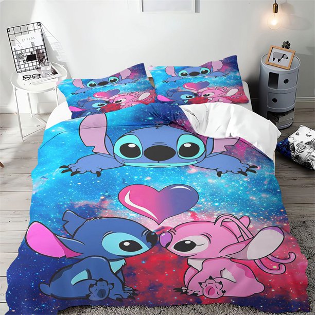 v1266 Bed Sheets /pc Duvet Cover Lilo & Stitch Pattern Bedding Set Children's Room Decoration Single Double King Size Multiple Size Gift 3-Piece Bedding Set (1 Duvet Cover + 2 Pillow Shams) Bed Sheet