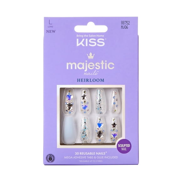 Presiona las uñas Kiss Majestic 'Your Grace' de color azul claro, largo