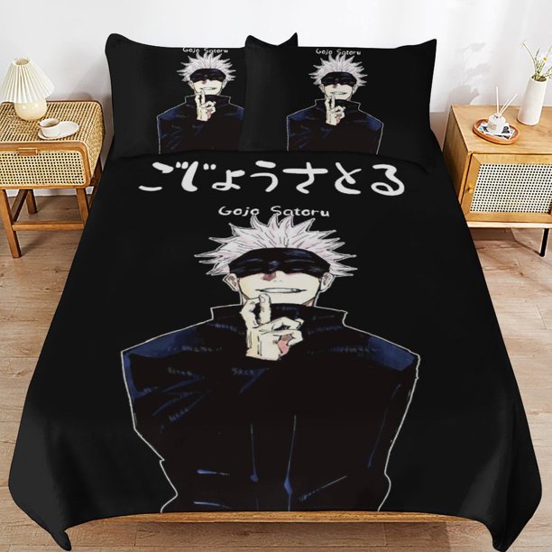 Jujutsu Kaisen Gojo Bedding Set Duvet Cover Comfortable and Lightweight Cartoon Bedding 3 Piece Bed Set
