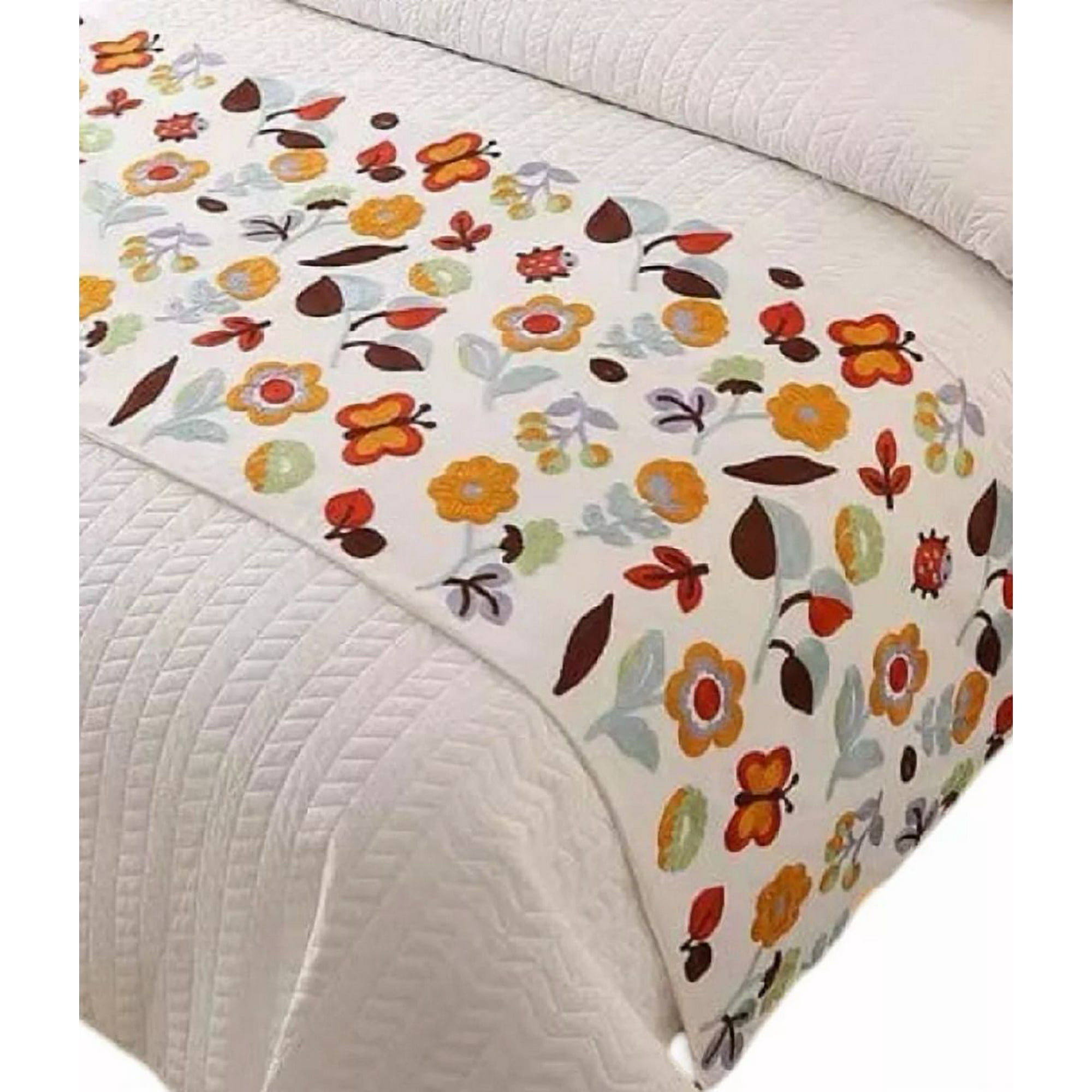 Genérico - Piecera Bordada Para Cama Sin Fundas De Cojín Diseño 9 Color Crema