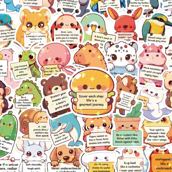Set De Stickers 125 Impermeables De Animales De Apoyo Emocional