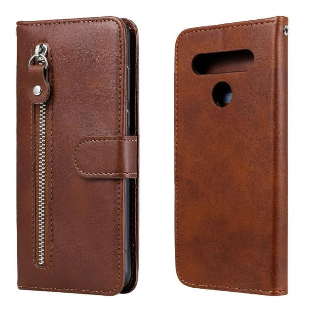 Funda con Cremallera para LG K51S, Carcasa Cartera de Cuero PU con Soporte y Tarjetero