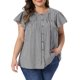 thumbnail image 1 of Agnes Orinda Mujeres Tallas Grandes Escuela Universidad Tops de Cuadros Gingham 1950s Vintage Cuadros Espalda Plisada Camisa de Botones Cuello Redondo Manga con Volantes Verano Camisa 4X Negro, 1 of 6