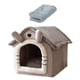 thumbnail image 2 of Tienda de campaña para mascotas pequeñas, cama cueva para gatitos, color gris claro, con cojín extraíble, lavable, cueva para gatos, cama para conejil M, 2 of 5