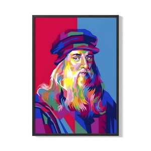Creango - Cuadro Poster Enmarcado Leonardo Da Vinci Pop Art Decorativo