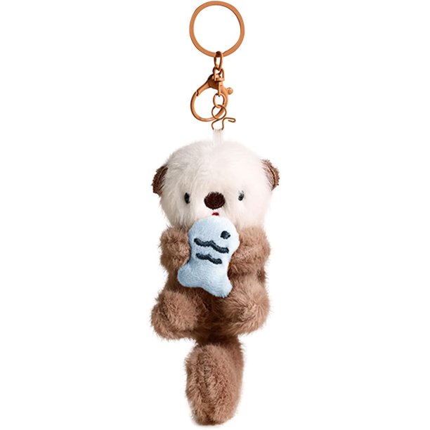 Llavero de peluche con charm de nutria para mujeres, adolescentes y amantes de los animales